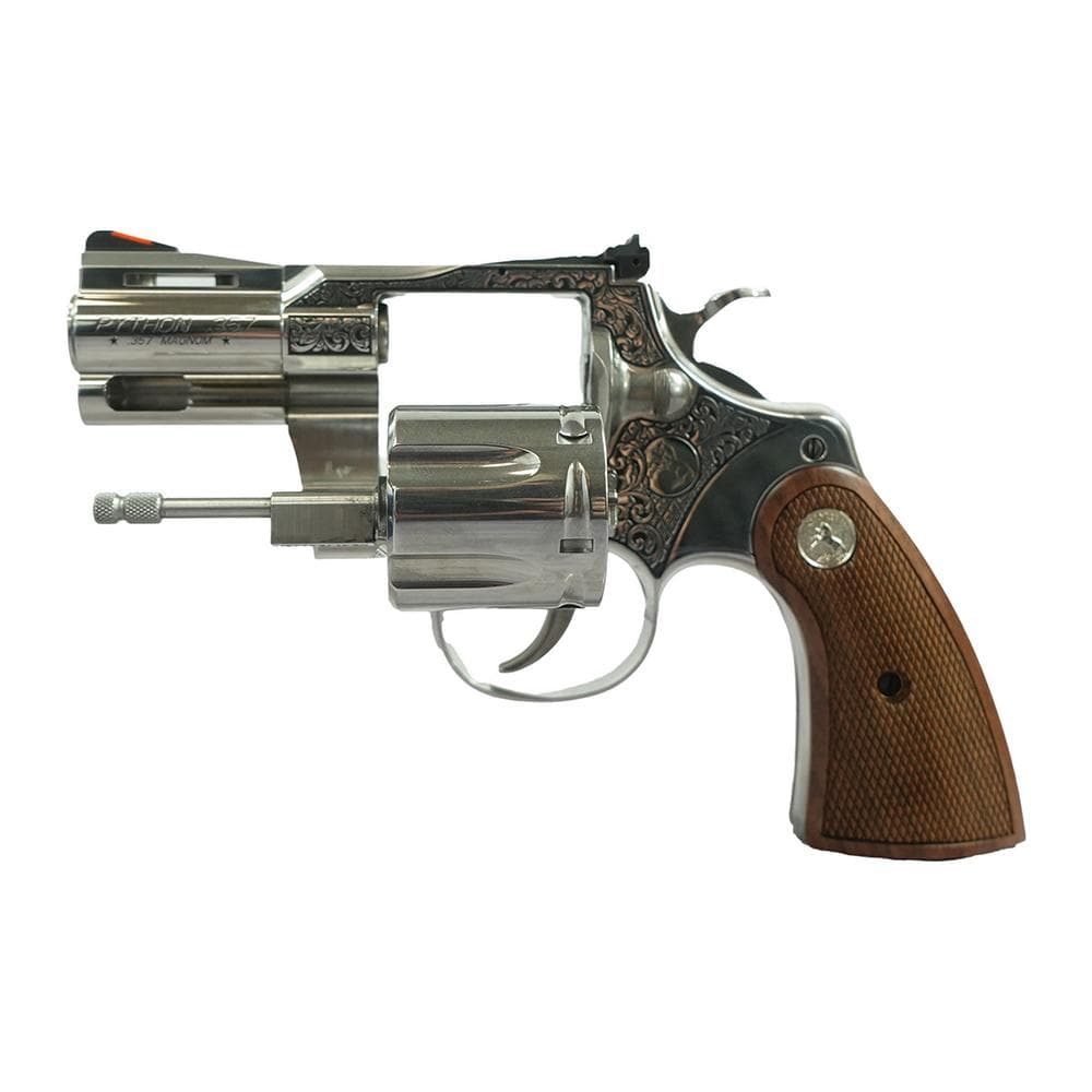Colt Python Handgun .357 Mag 6rd Capacity 2.5" Barrel Historic Wood Medallion Grips with Filigree Frame and Barrel