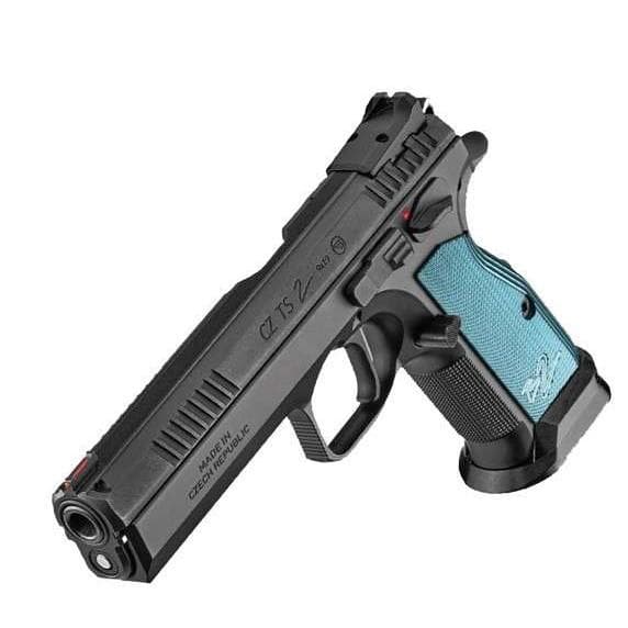 CZ-USA TS2 Handgun 9mm Luger 10rd Magazines (2) 5.28" Barrel Black with Aluminum Blue Grips