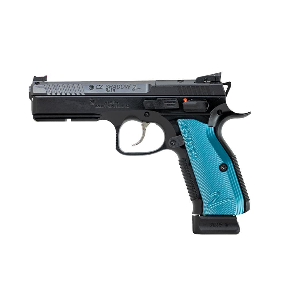 CZ Shadow 2 Optic Ready Handgun 9mm Luger 19rd Magazine 4.7" Barrel Black Frame Blue Grips