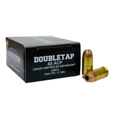 Double Tap Controlled Expansion Handgun Ammunition 45 Auto 230gr JHP 1000 fps 20/ct