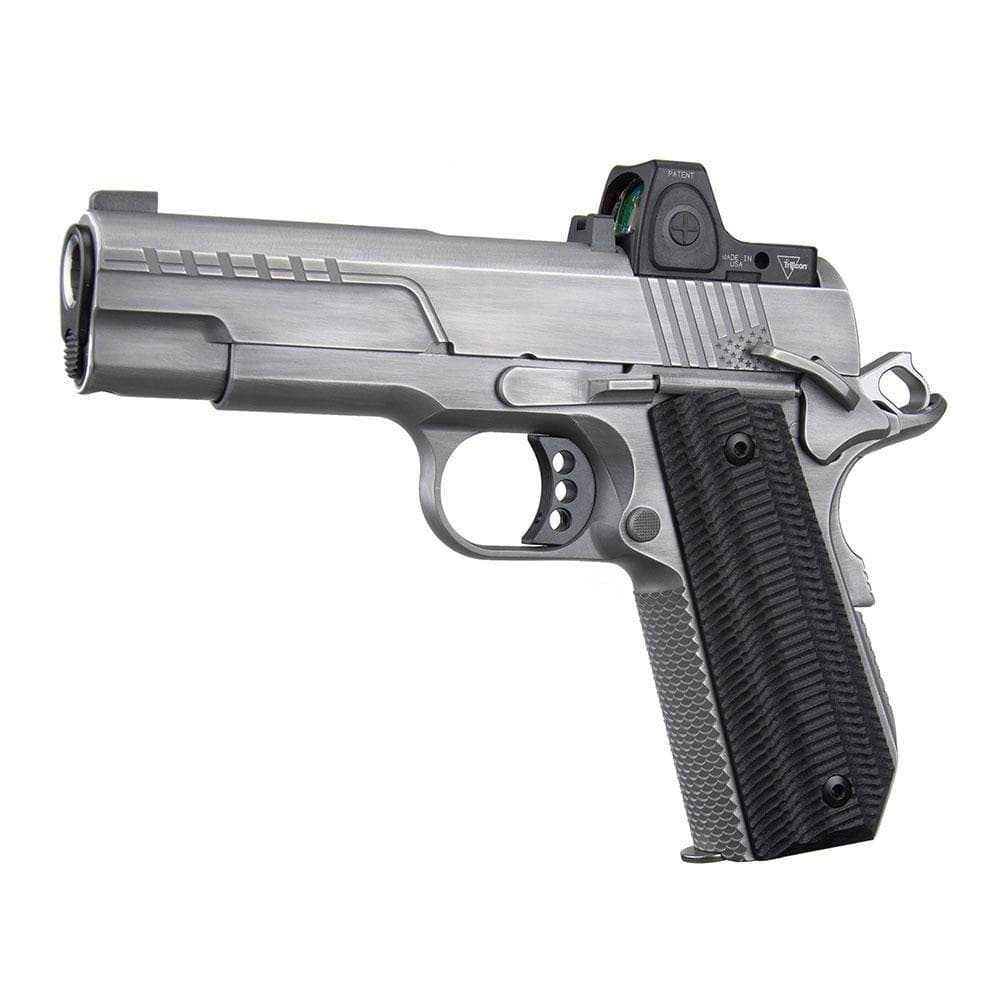 Ed Brown FX2 Compact Stainless Bobtail Handgun .45 Auto 7rd Magazine 4.25" Barrel American Flag Serrations w/Trij RMRcc