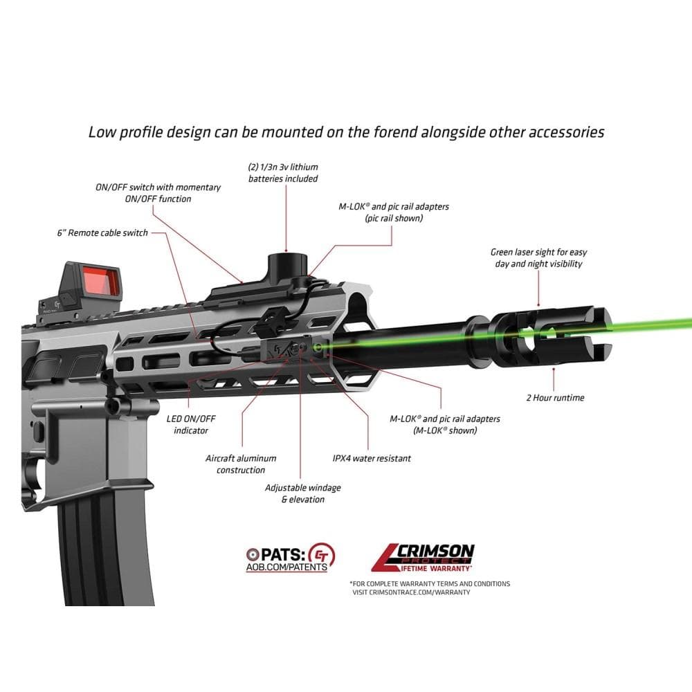 Crimson Trace Rail Master Modular Tactical Laser MTL Green Long Gun