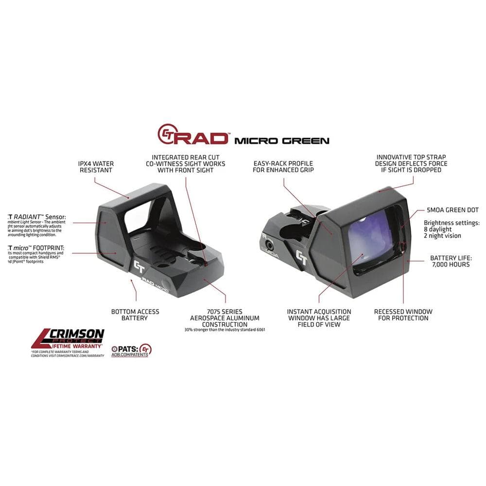 Crimson Trace CT Micro Pro - Green Reflex Sight for Sub Compact/Compact Pistols