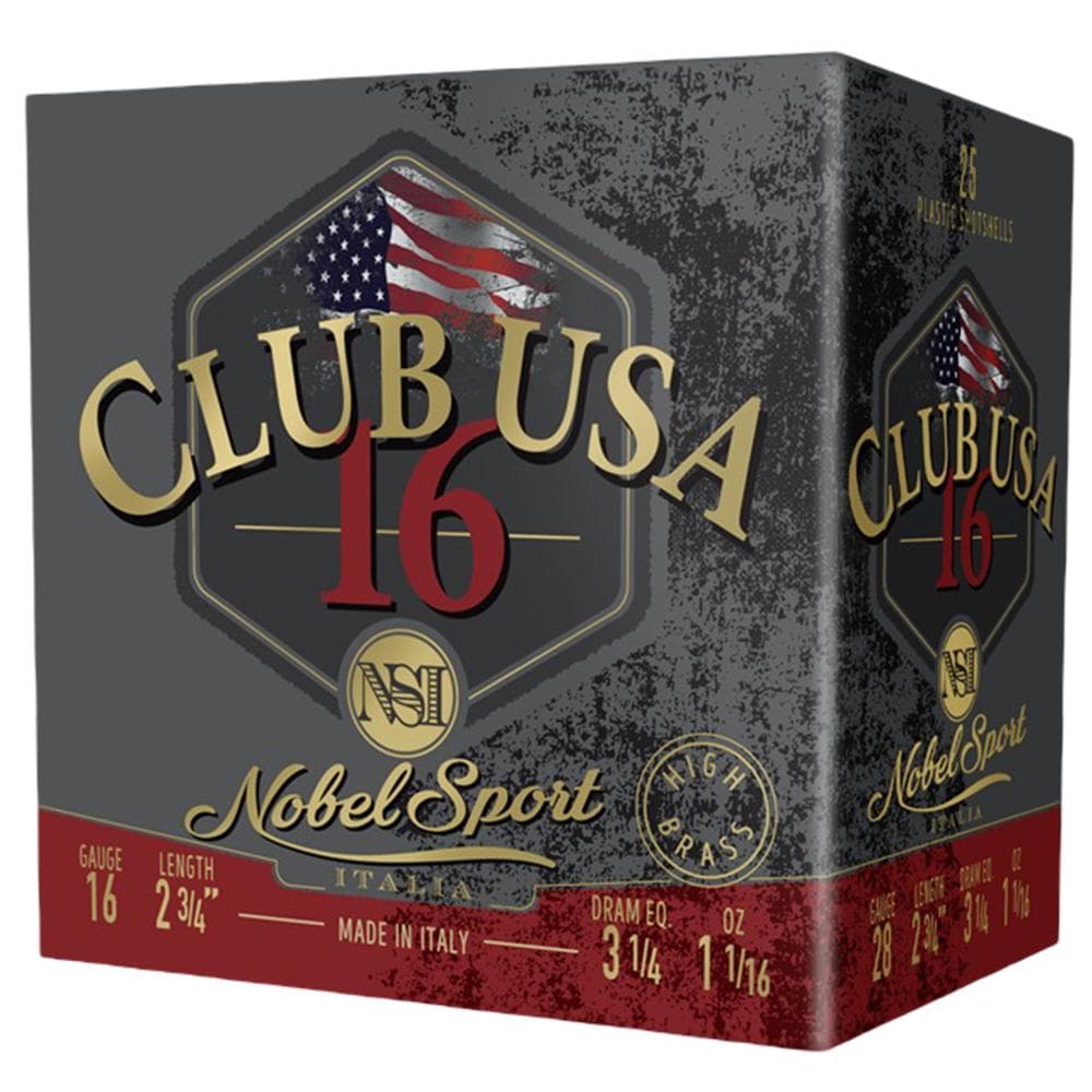 Nobel Sport Club USA 16 Shotshells 16 ga 2-3/4" 1-1/16 oz 1330 fps #8 25/ct
