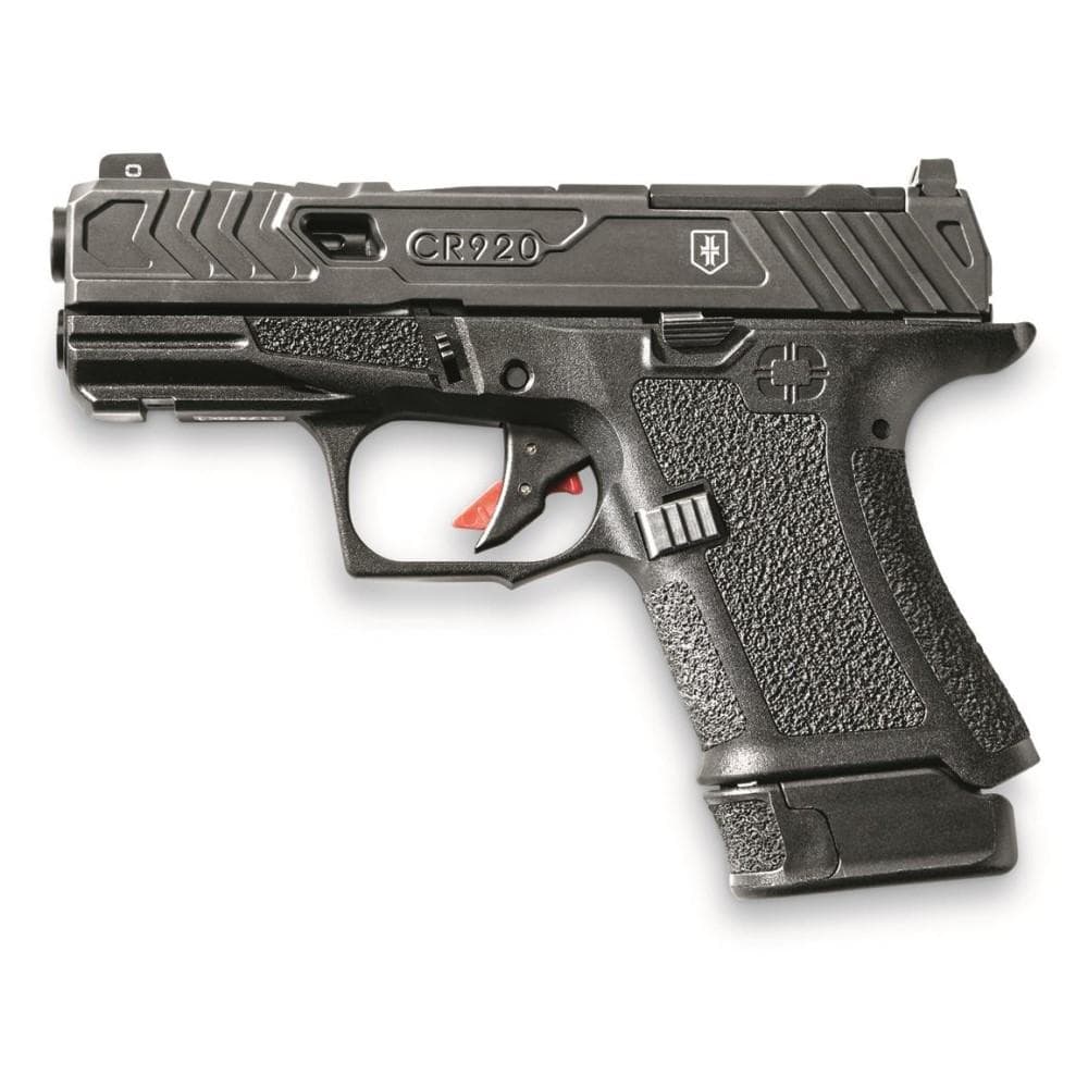 Shadow Systems CR920 War Poet Handgun 9mm Luger 10rd & 13rd Magazine 3.41 Barrel Black War Poet Slide Engraving with Night Sights