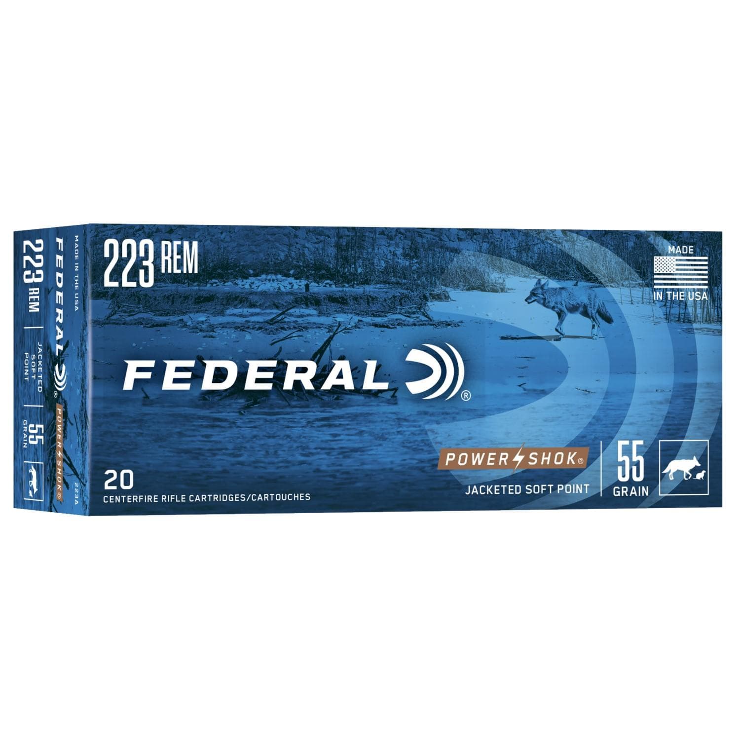 Federal Power-Shok Rifle Ammunition .223 Rem 55 gr SP 3240 fps 20/ct