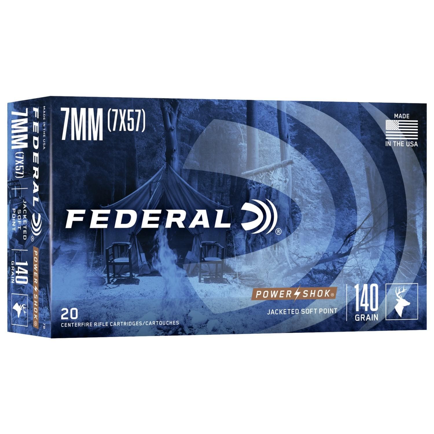 Federal Power-Shok Rifle Ammunition 7mm Mauser 140 gr SP 2660 fps - 20/ct