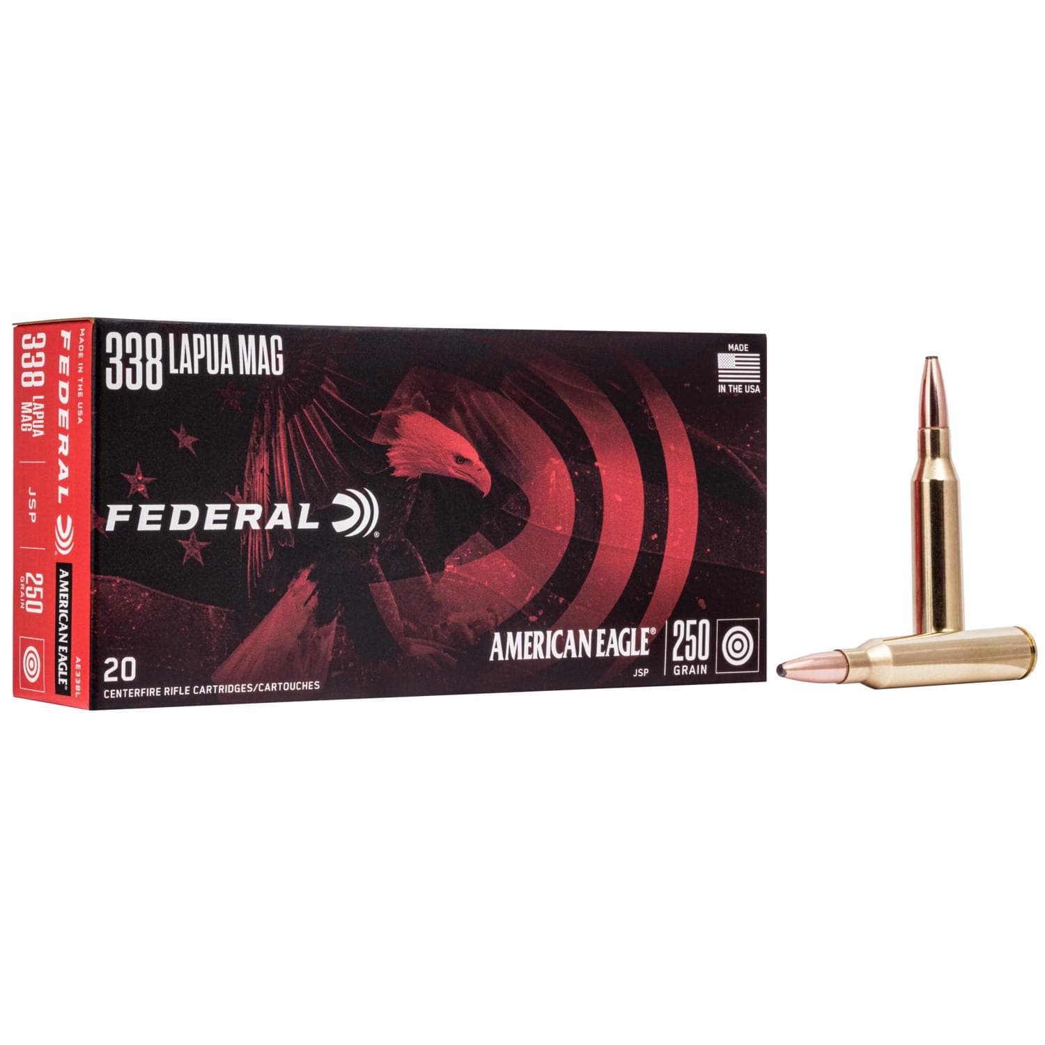 Federal American Eagle Rifle Ammunition .338 Lapua Mag 250 gr SP 20/box