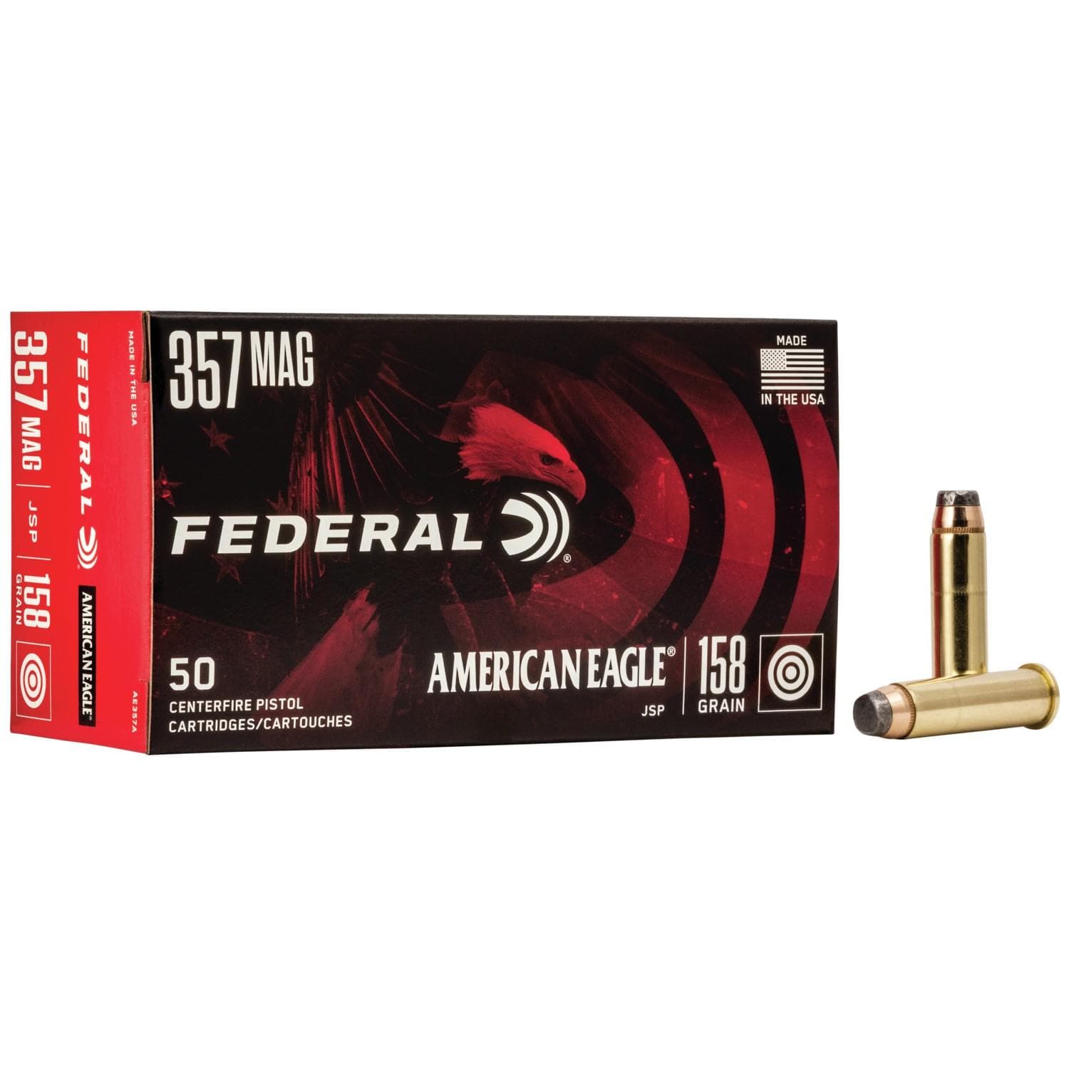 American Eagle Handgun Ammunition .357 Mag 158 gr JSP 1240 fps 50/rd