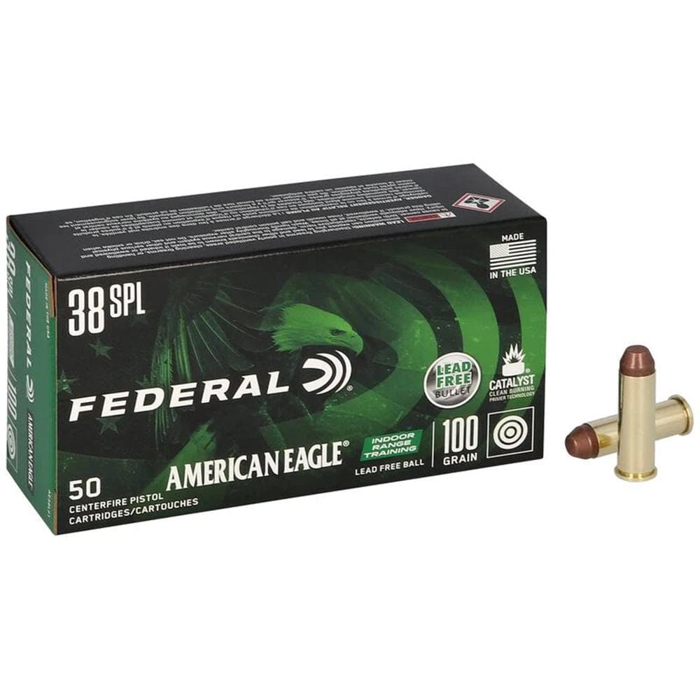 Federal American Eagle IRT Lead Free Handgun Ammunition .38 Spl 100gr FMJ 960 fps 50/ct