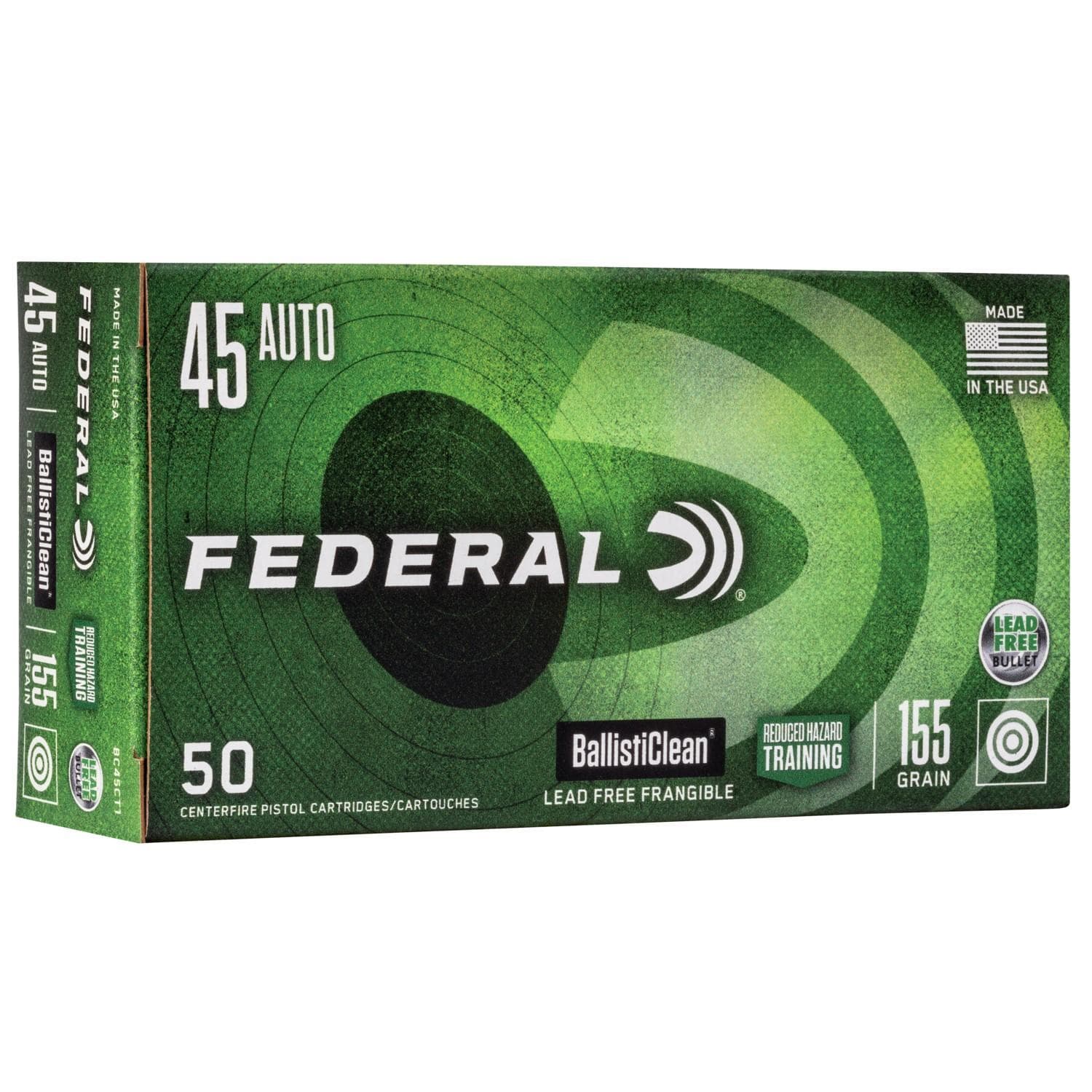 Federal Ballisticlean Frangible Handgun Ammunition .45 ACP 155gr RHT 1130 fps 50/ct
