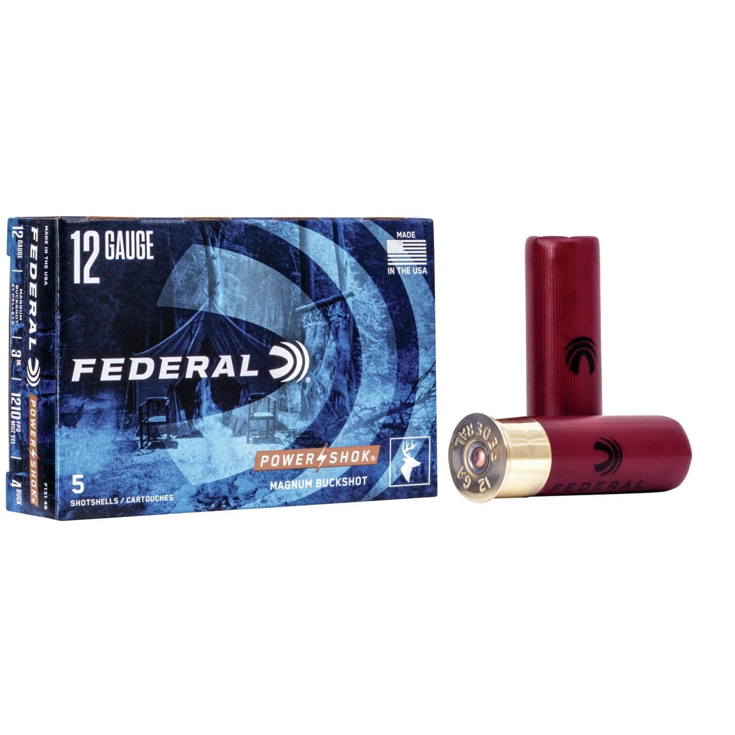 Federal Power-Shok Buckshot 12 ga 3" MAX 41 plts #4B 1210 fps - 5/box