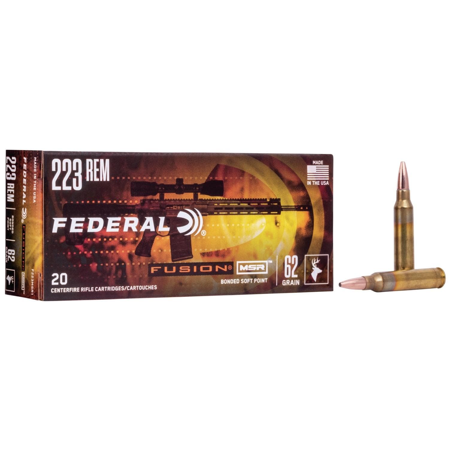 Federal Fusion Rifle Ammunition .223 Rem 62 gr MSR 2750 fps 20/ct