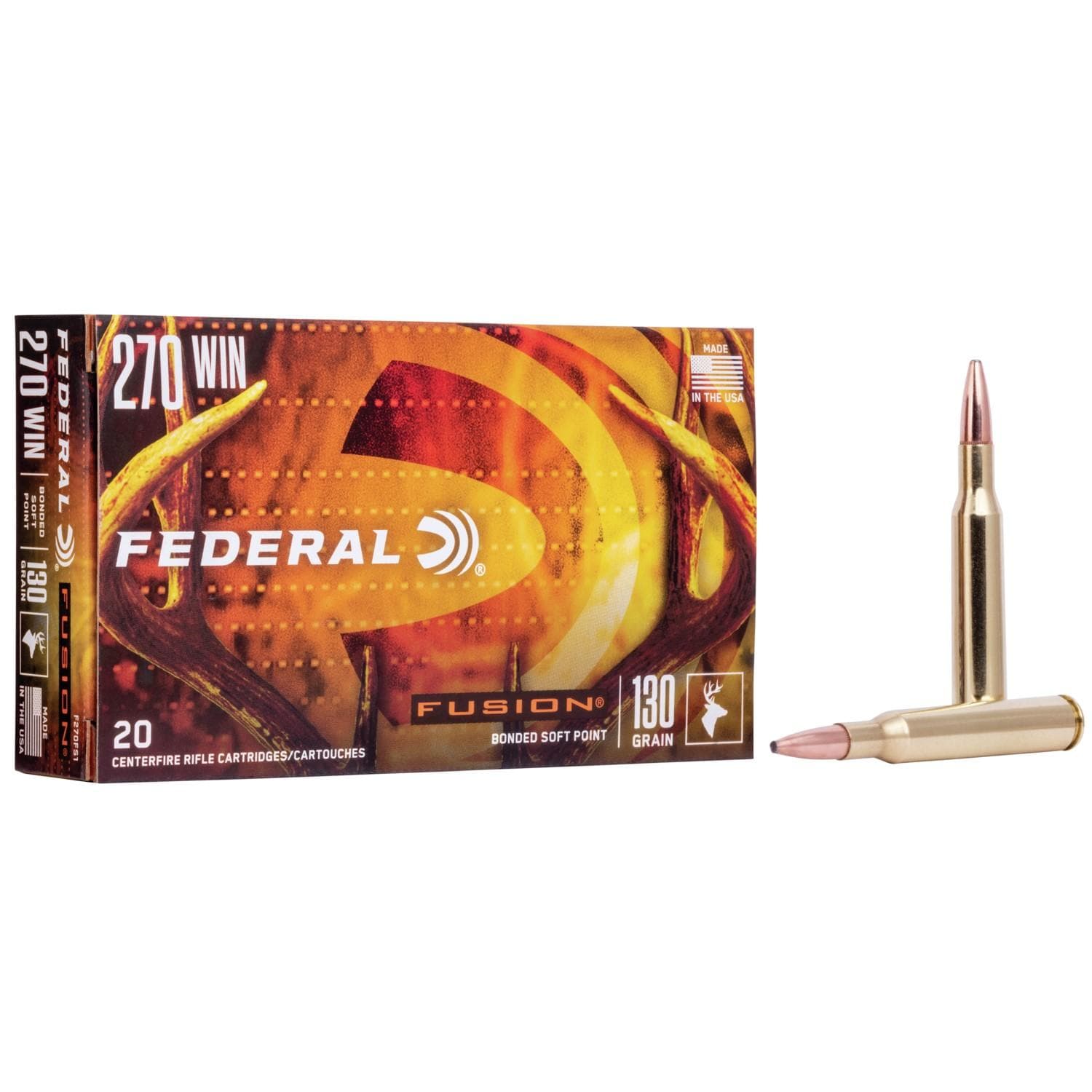 Federal Fusion Rifle Ammunition .270 Win 130 gr BTSP 3050 fps - 20/ct