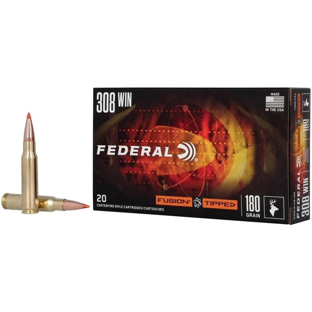 Federal Fusion Tipped Rifle Ammunition 308 Win 180gr PT 2600 fps 20/ct