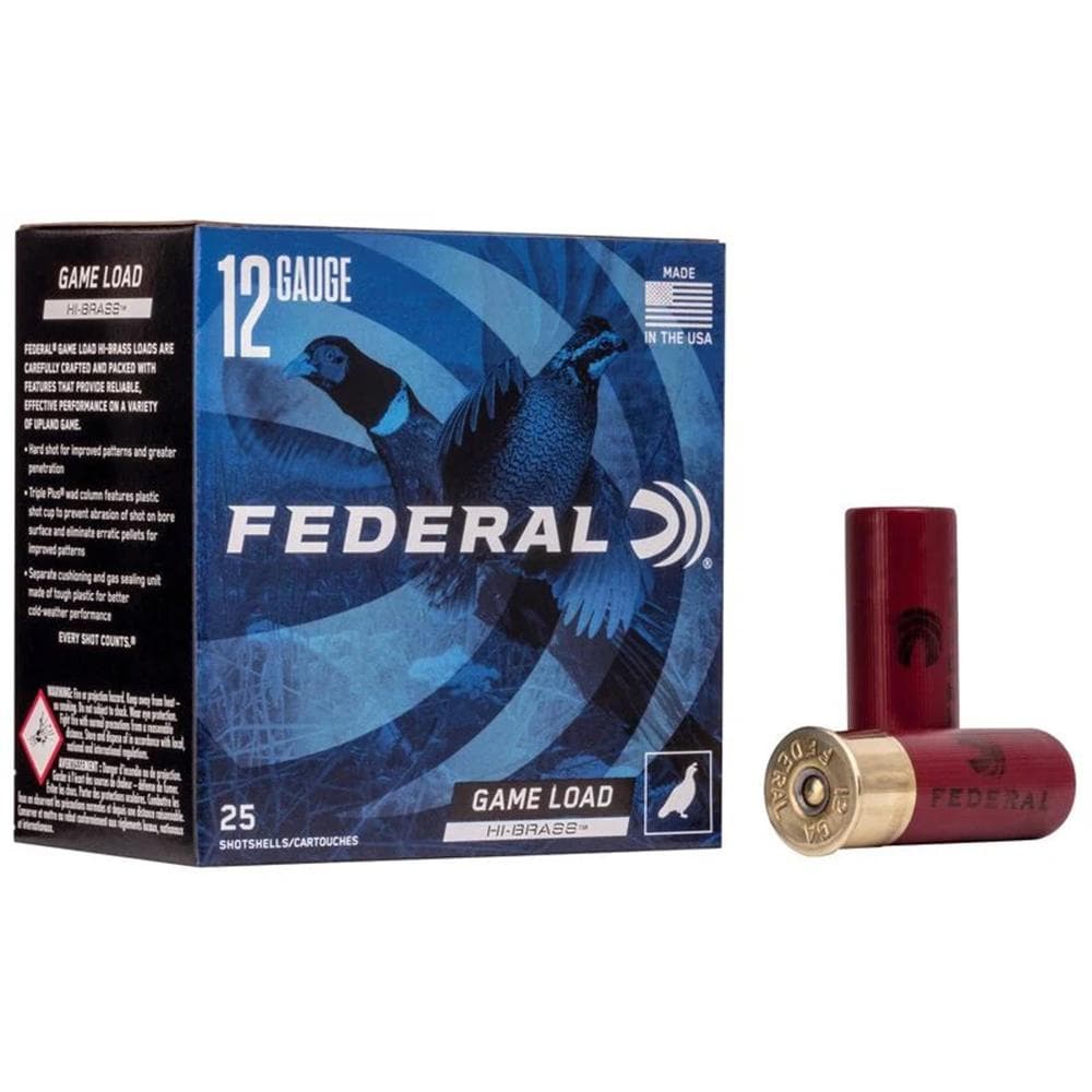 Federal Game-Shok Upland Game Hi Brass Load Shotshells 12ga 2-3/4" 1-1/4 oz 1330 fps #4 25/ct