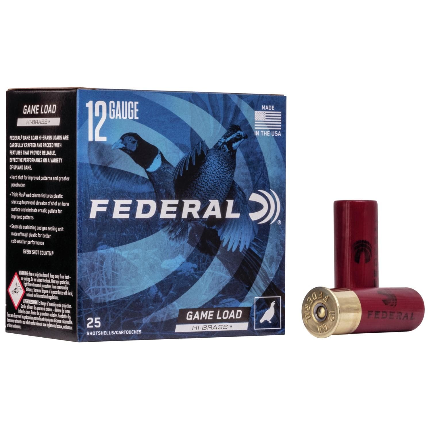 Federal Game-Shok Upland Game Hi Brass Load Shotshells 12 ga 2-3/4" 1-1/4 oz 1330 fps #7.5 25/ct