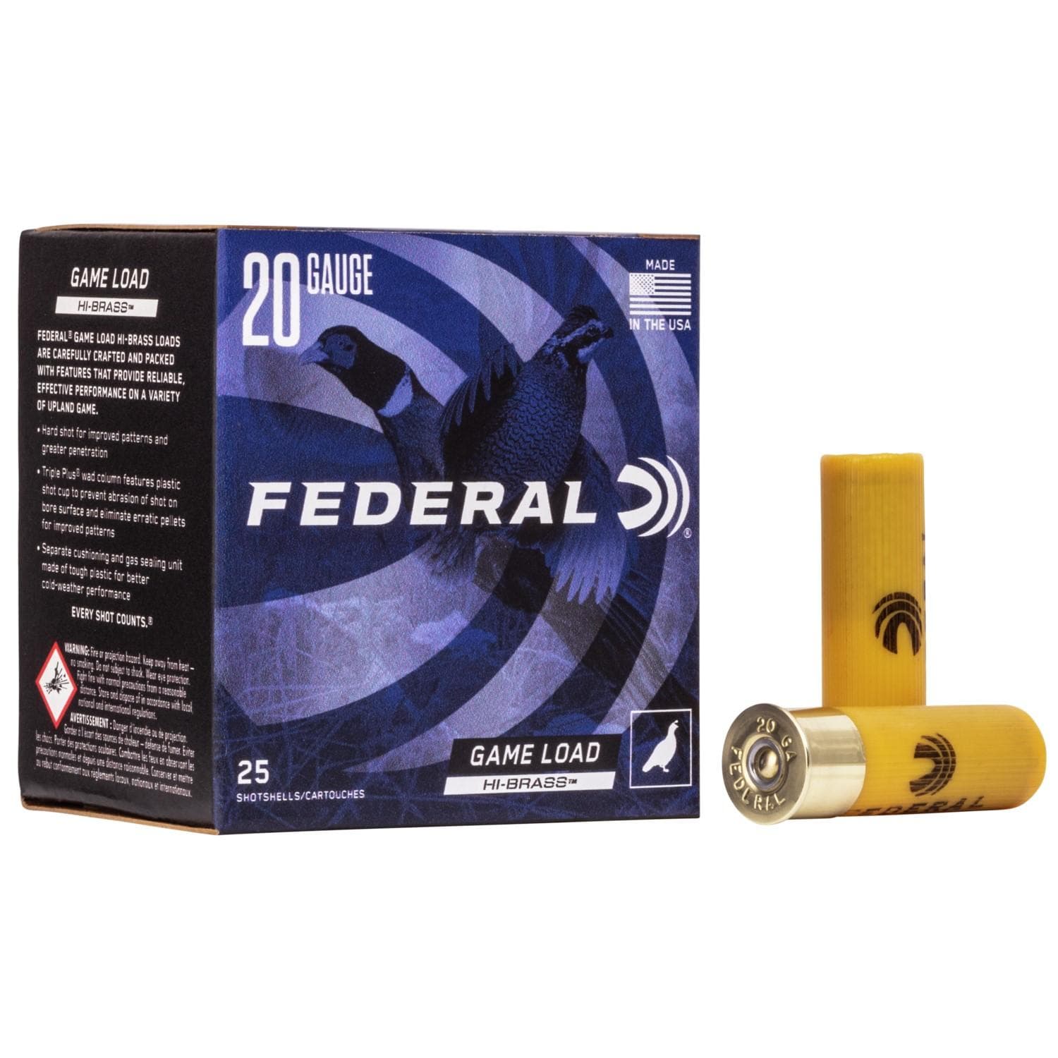 Federal Game-Shok Upland Game Hi Brass Load Shotshells 20 ga 2 3/4" 1 oz 1220 fps #6 25/ct
