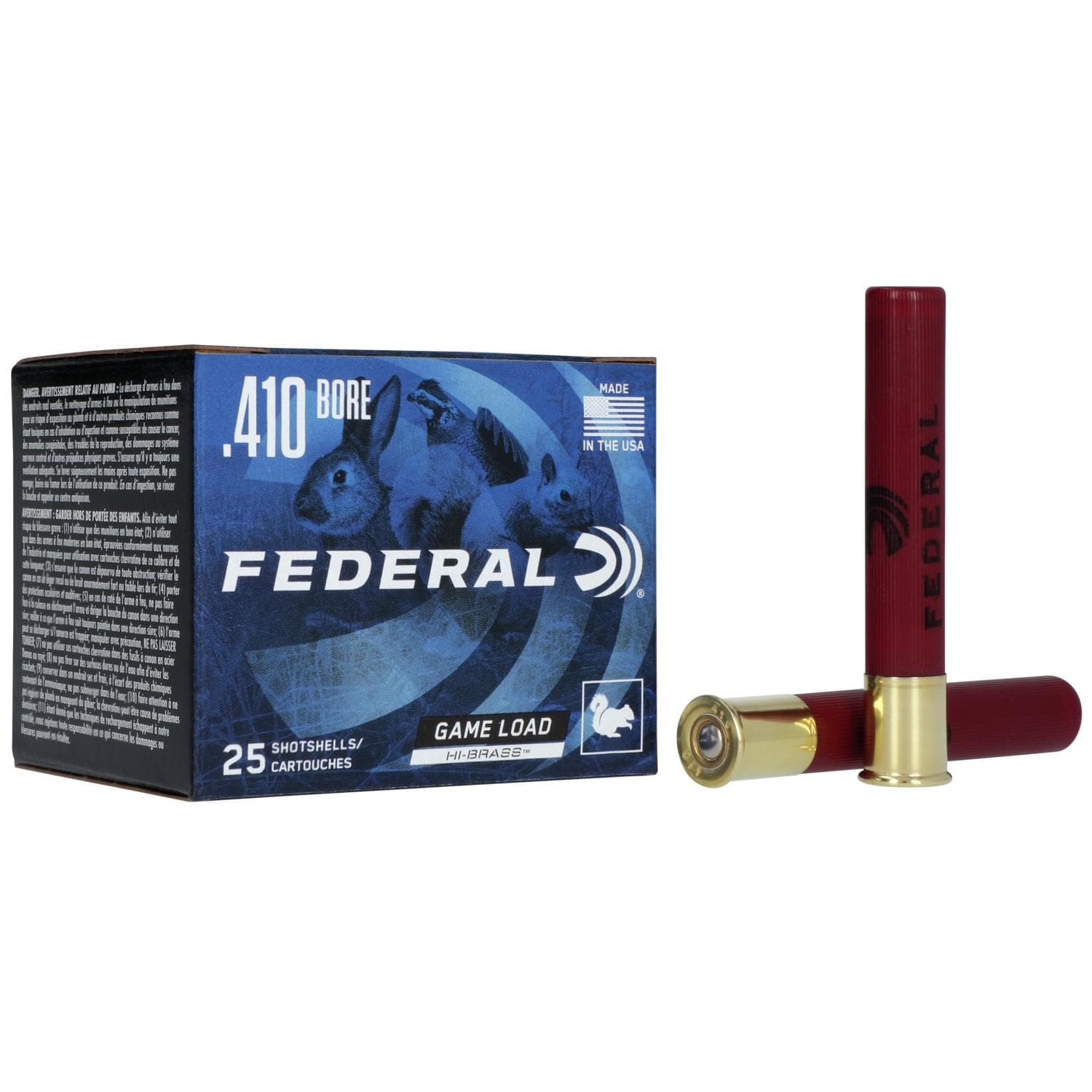 Federal Game-Shok Upland Hi-Brass Load Shotshells .410 ga 3" 11/16 oz 1135 fps #4 25/ct
