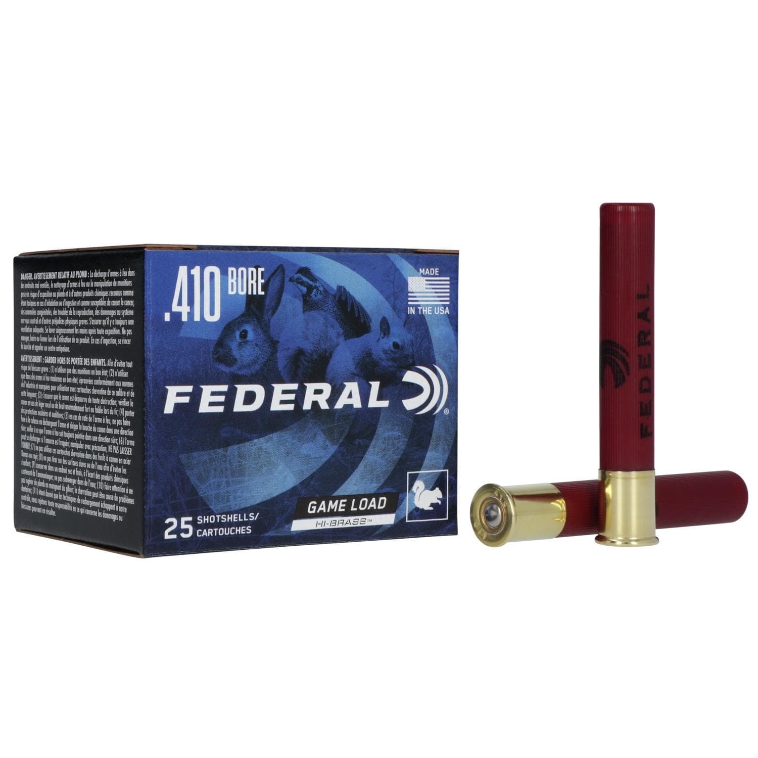 Federal Game-Shok Upland Hi-Brass Load Shotshells .410 ga 3" 11/16 oz 1135 fps #5 25/ct