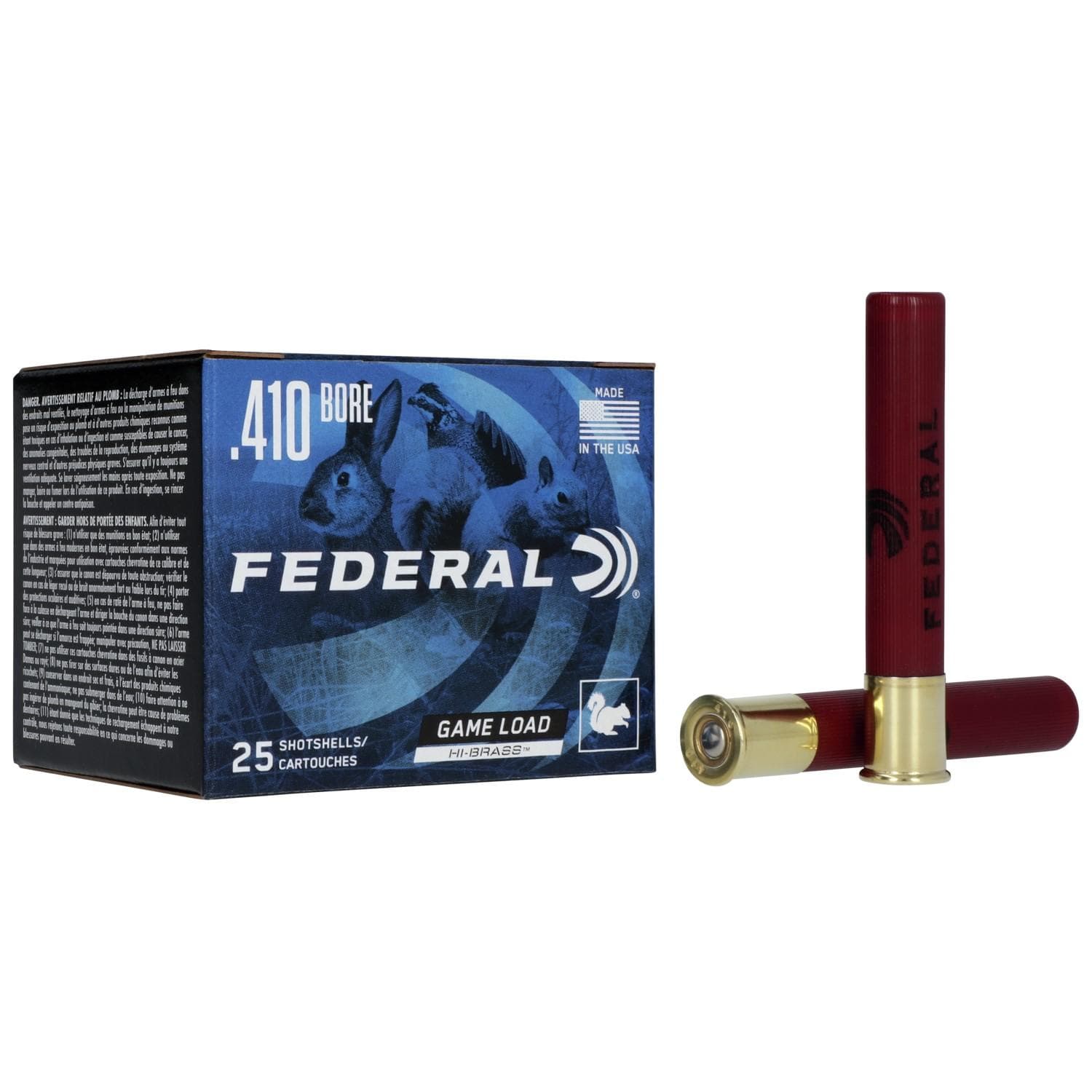 Federal Game-Shok Upland Hi-Brass Load Shotshells .410 ga 3" 11/16 oz 1135 fps #6 25/ct