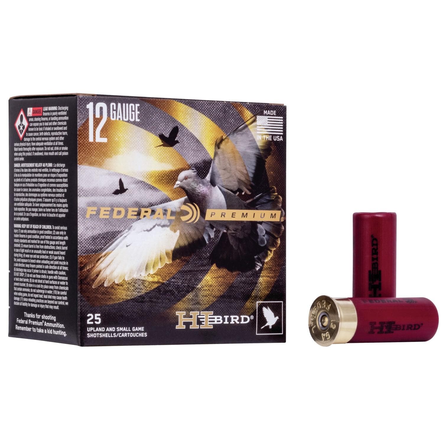 Federal Hi-Bird Shotshells 12ga 2-3/4" 1-1/8oz 1275 fps #8 25/ct