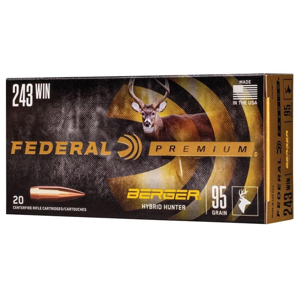 Federal Classic Hunter Berger Hybrid Rifle Ammunition .243 Win 95 gr BTHP 3050 fps 20/ct