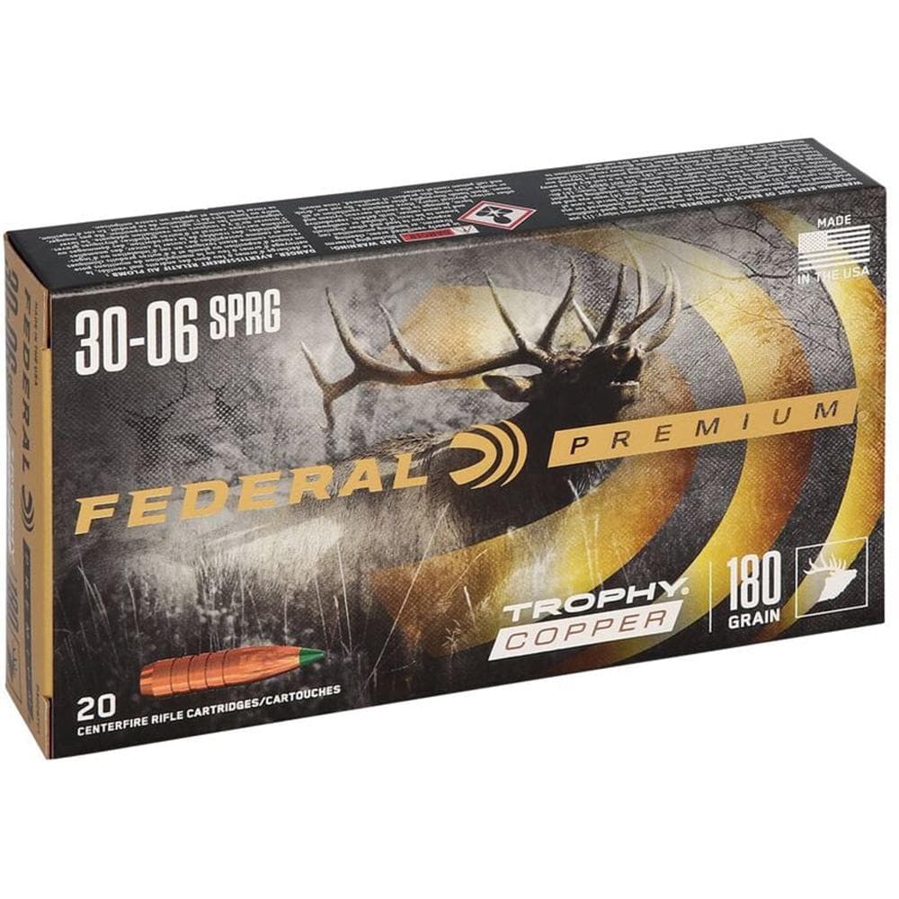 Federal Premium Trophy Copper Rifle Ammunition .30-06 Sprg 180 gr TC 2700 fps 20/ct