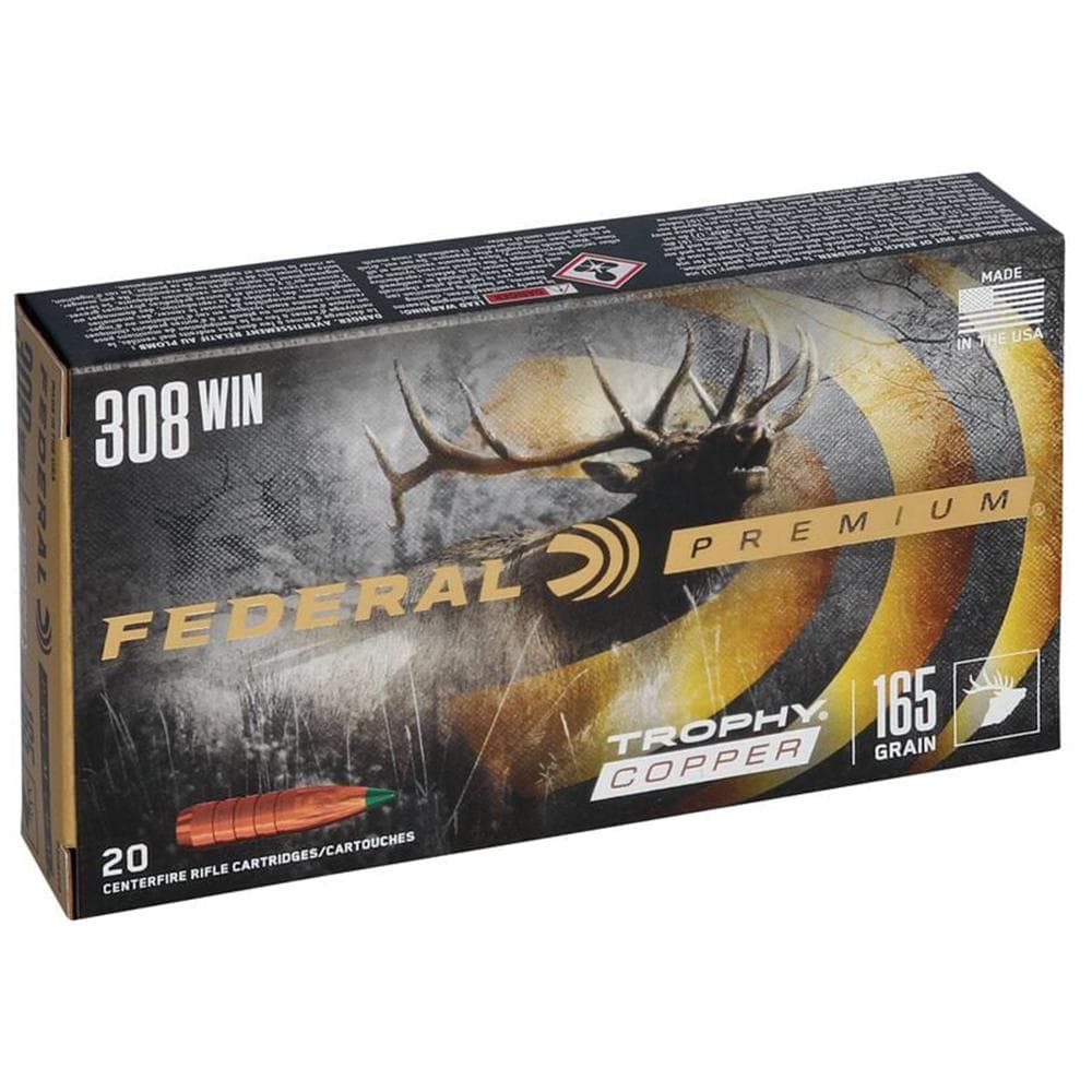 Federal Premium Trophy Copper Rifle Ammunition .308 Win 165 gr TC 2700 fps 20/ct