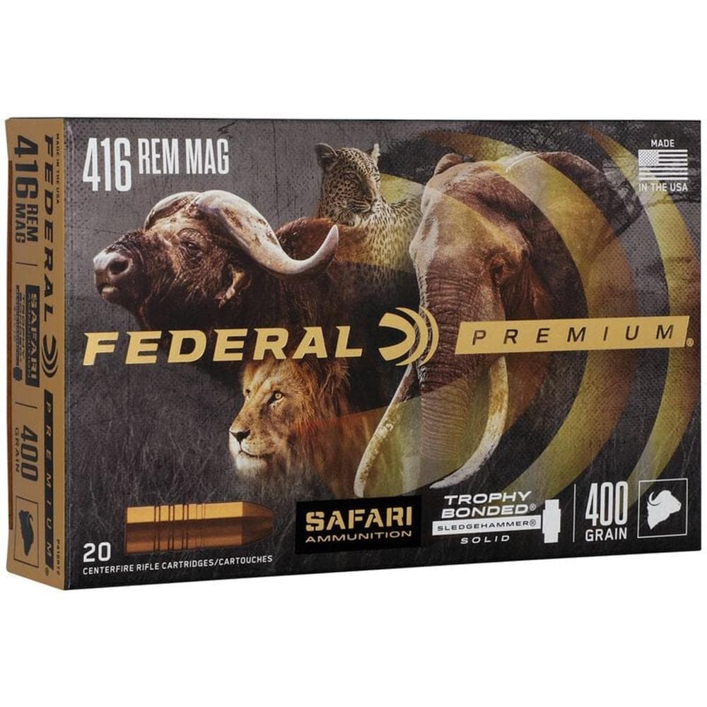 Federal Premium Cape-Shok Rifle Ammunition .416 Rem Mag 400 gr BSS 2400 fps - 20/ct