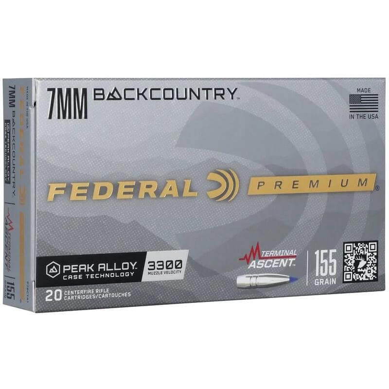 Federal Terminal Ascent Rifle Ammunition 7mm Backcountry 155gr PT 3300 fps 20/ct