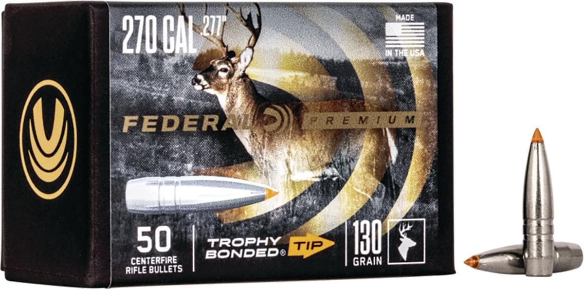 FEDERAL .277 CALIBER 130GR TROPHY BONDED TIP CB BULLET 50RD
