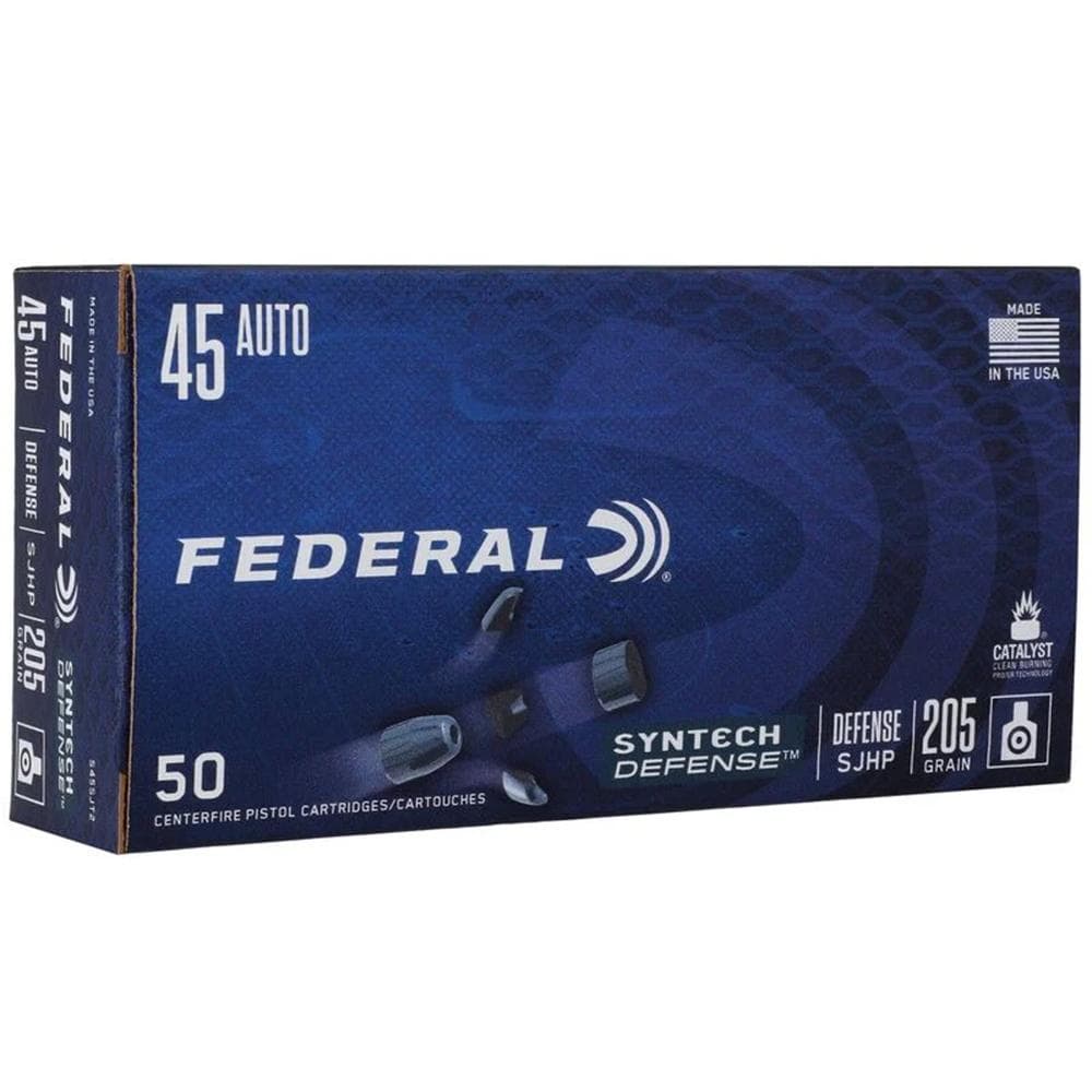 Federal Syntech Defense Handgun Ammunition .45 ACP 205gr SJHP 970 fps 50/ct