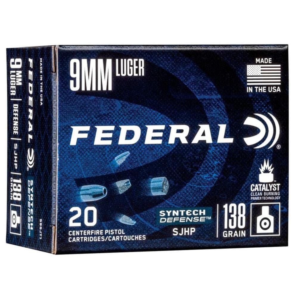 Federal Syntech Defense Handgun Ammunition 9mm Luger 138 gr SJHP 1050 fps 20/ct