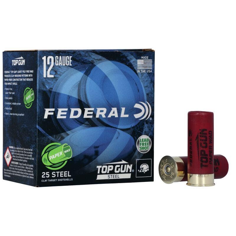 Federal Top Gun Steel Paper Wad Shotshells 12 ga 2-3/4" 1 oz 1300 fps #7.5 25/ct