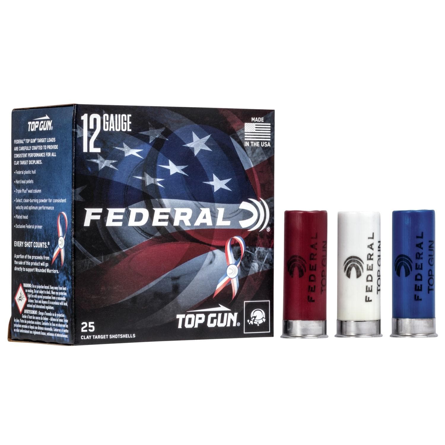 Federal Top Gun Wounded Warrior Shotshells 12 ga 2-3/4" 1-1/8 oz #8 1145 fps 25/ct