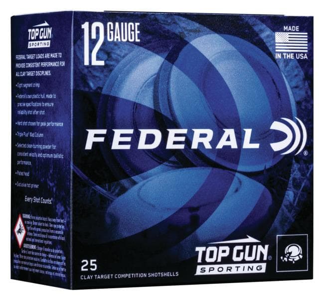 Federal Top Gun Sporting Shotshells 12 ga 2-3/4" 1 oz 1250 fps #8 25/ct
