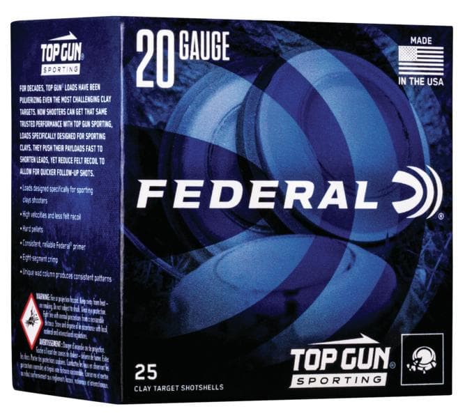 Federal Top Gun Sporting Shotshells 20 ga 2-3/4" 7/8 oz 1250 fps #7.5 25/ct