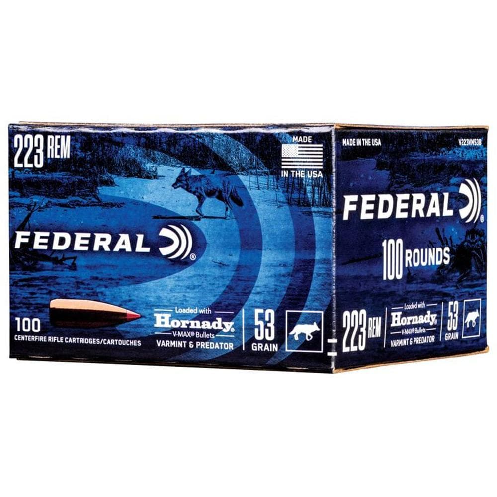 Federal Varmint & Predator Rifle Ammunition .223 Rem 53 gr V-MAX 3400 fps 20/ct