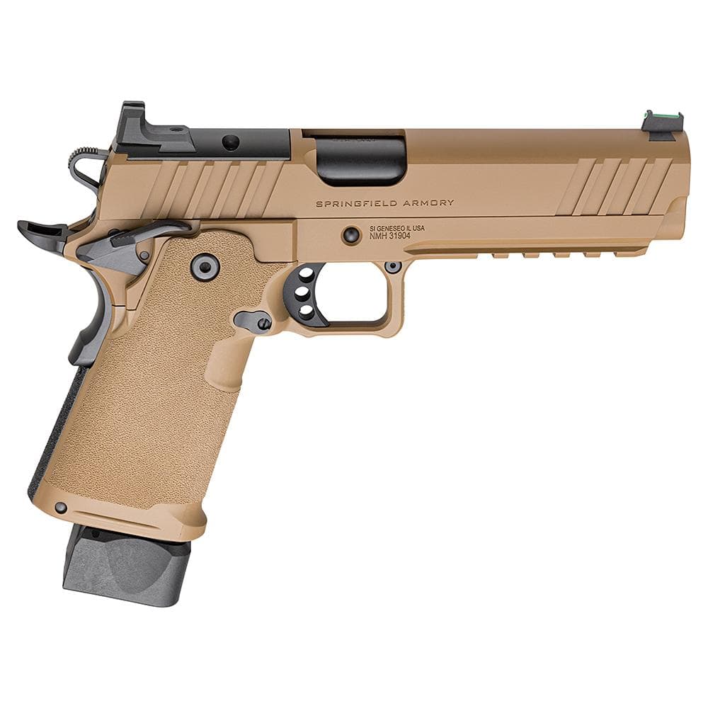 Springfield 1911 DS Prodigy AOS Handgun 9mm Luger 17/20rd Magazines 5'' Barrel Coyote Brown