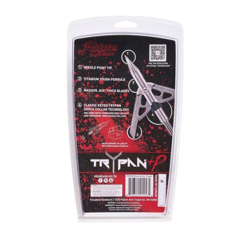 Feradyne Rage Black Series Trypan Broadheads 1.75" 3/ct