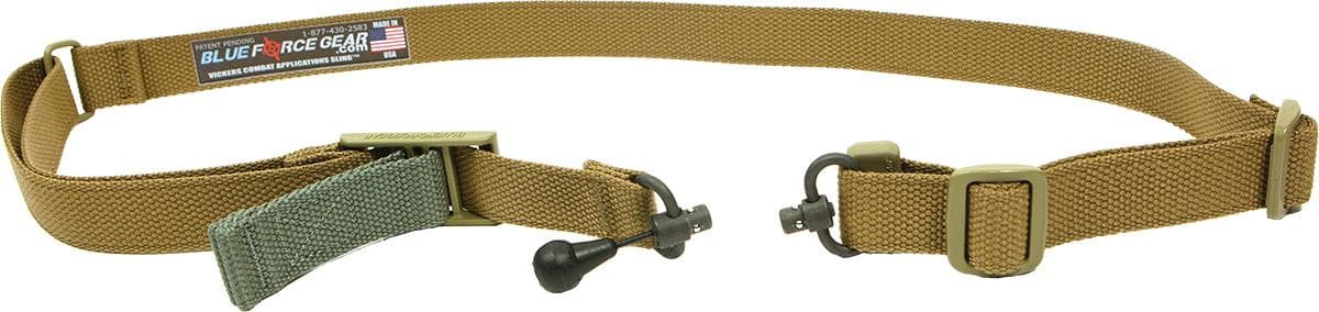 VICKERS 2-TO-1 SLING RED SWIVEL VERSION NYLON ADJUSTER & HDW COYOTE BR