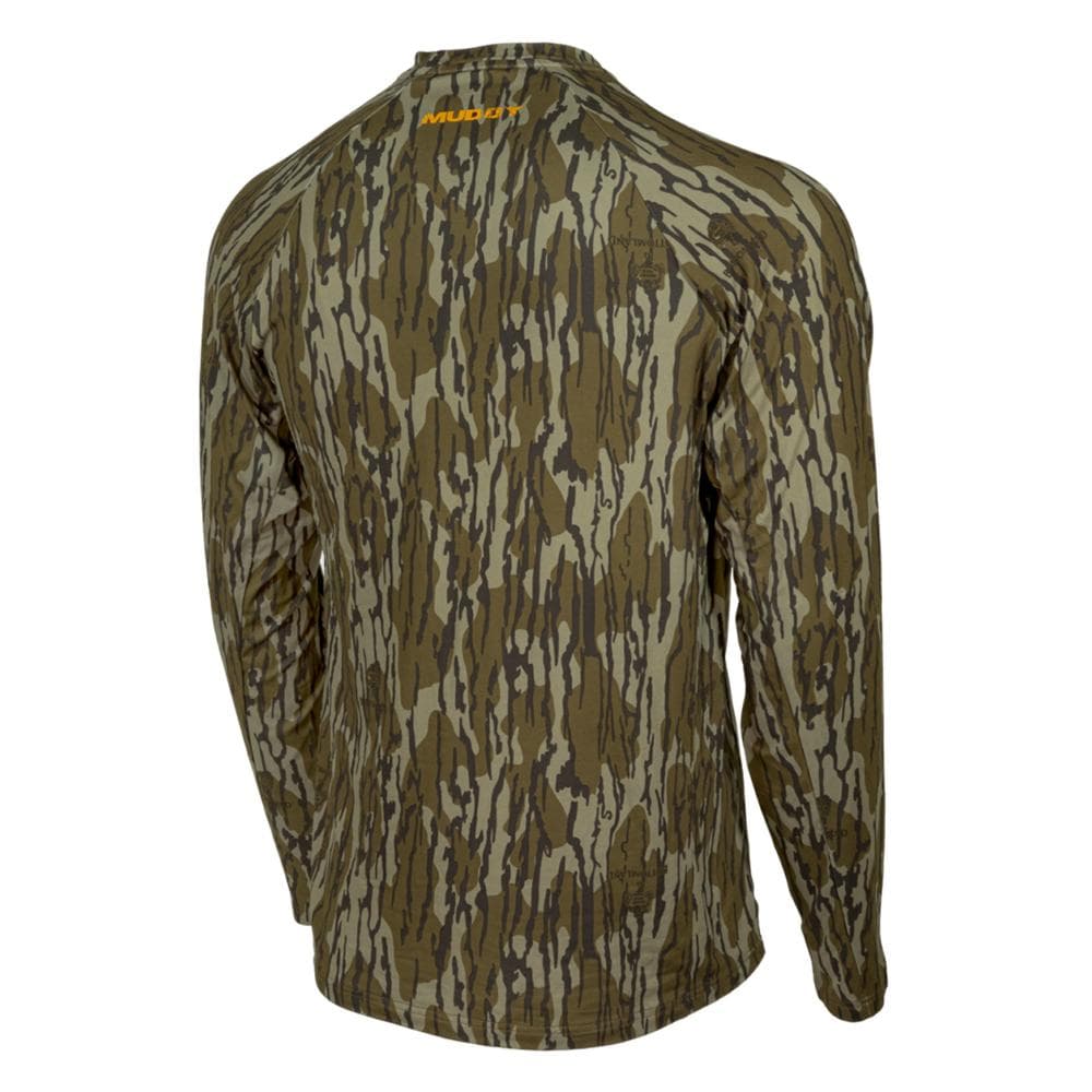 Muddy Base Layer Crew Long Sleeve Shirt Mossy Oak Bottomland M