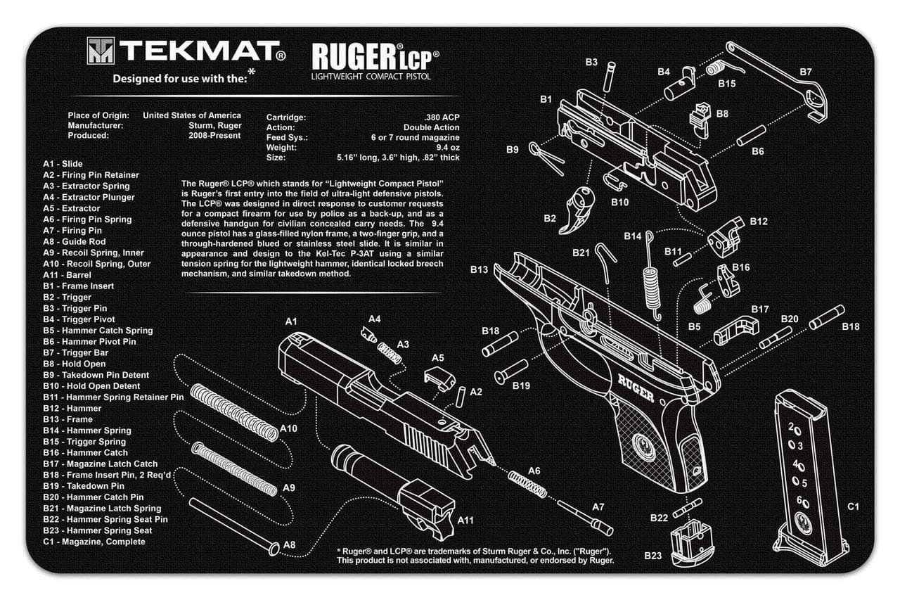 TekMat 11x17 Gun Cleaning Mat- Ruger LCP