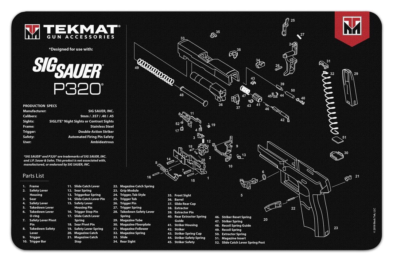 TekMat 11x17 Gun Cleaning Mat- Sig Sauer P320
