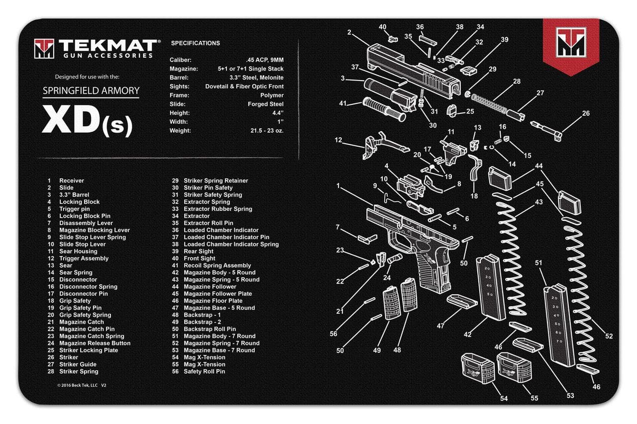 TekMat 11x17 Gun Cleaning Mat- Springfield Armory XD-S