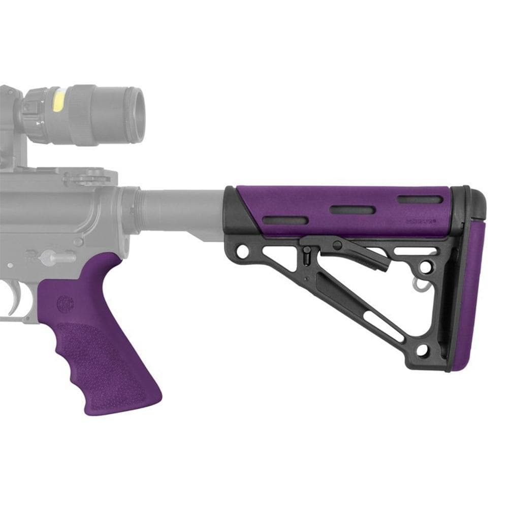Hogue AR-15/M16 Kit Overmolded Beavertail Grip and Collapsible Buttstock for Mil-Spec Buffer Tube Purple