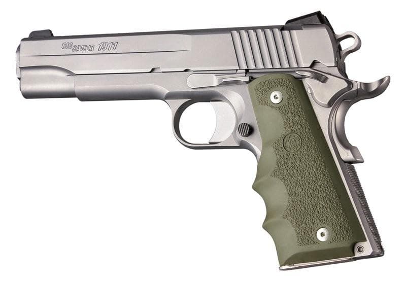 Hogue 1911 Govt. Model Grip with Finger Grooves - OD Green Rubber