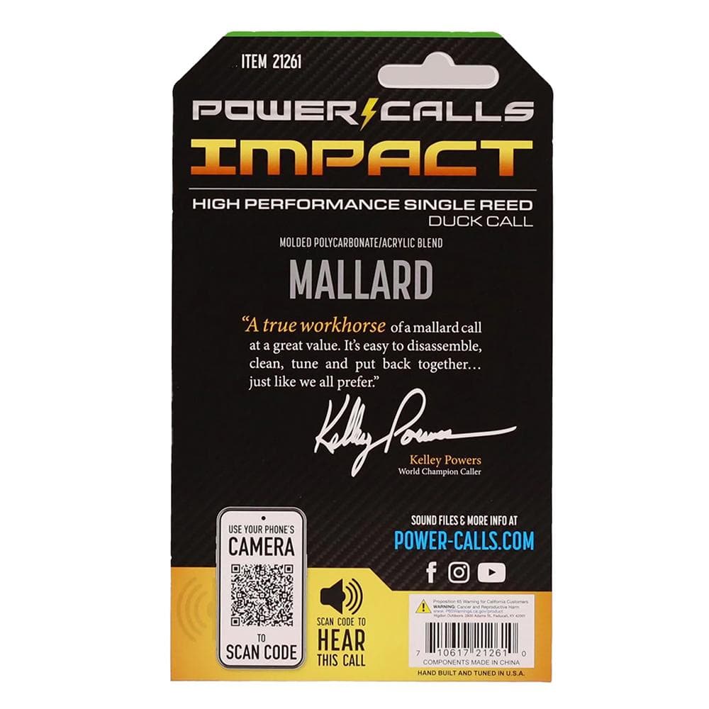 Power Calls Impact Mallard Duck Mouth Call OD Green
