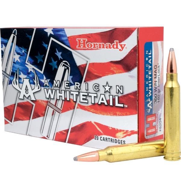 Hornady American Whitetail Rifle Ammunition .300 Win 150 gr SP 3275 fps 20/ct